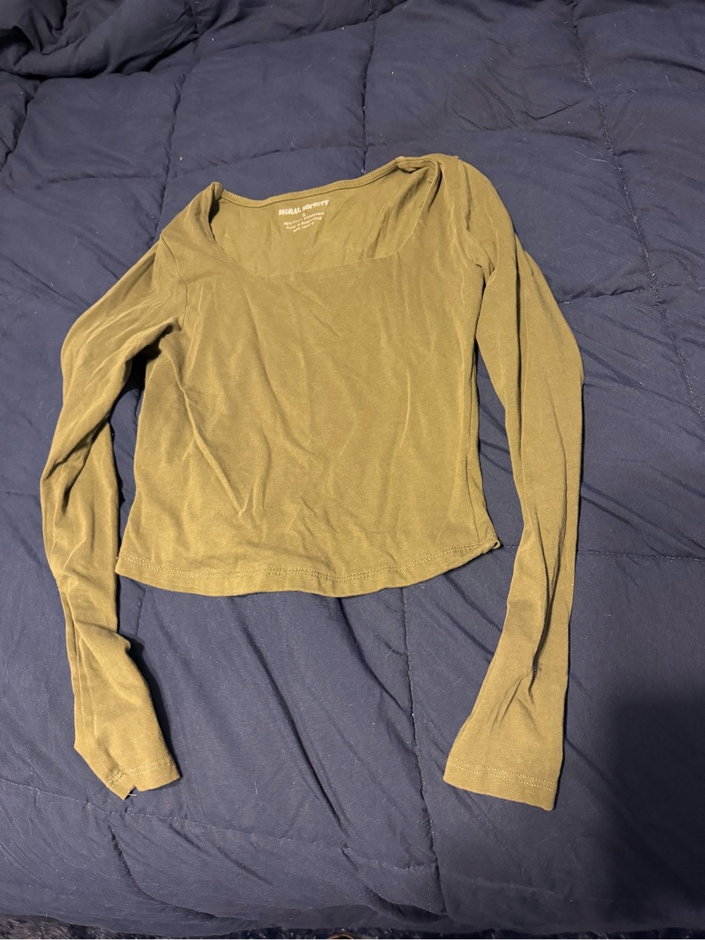Women’s Long Sleeve Square Neck Top - Olive Green